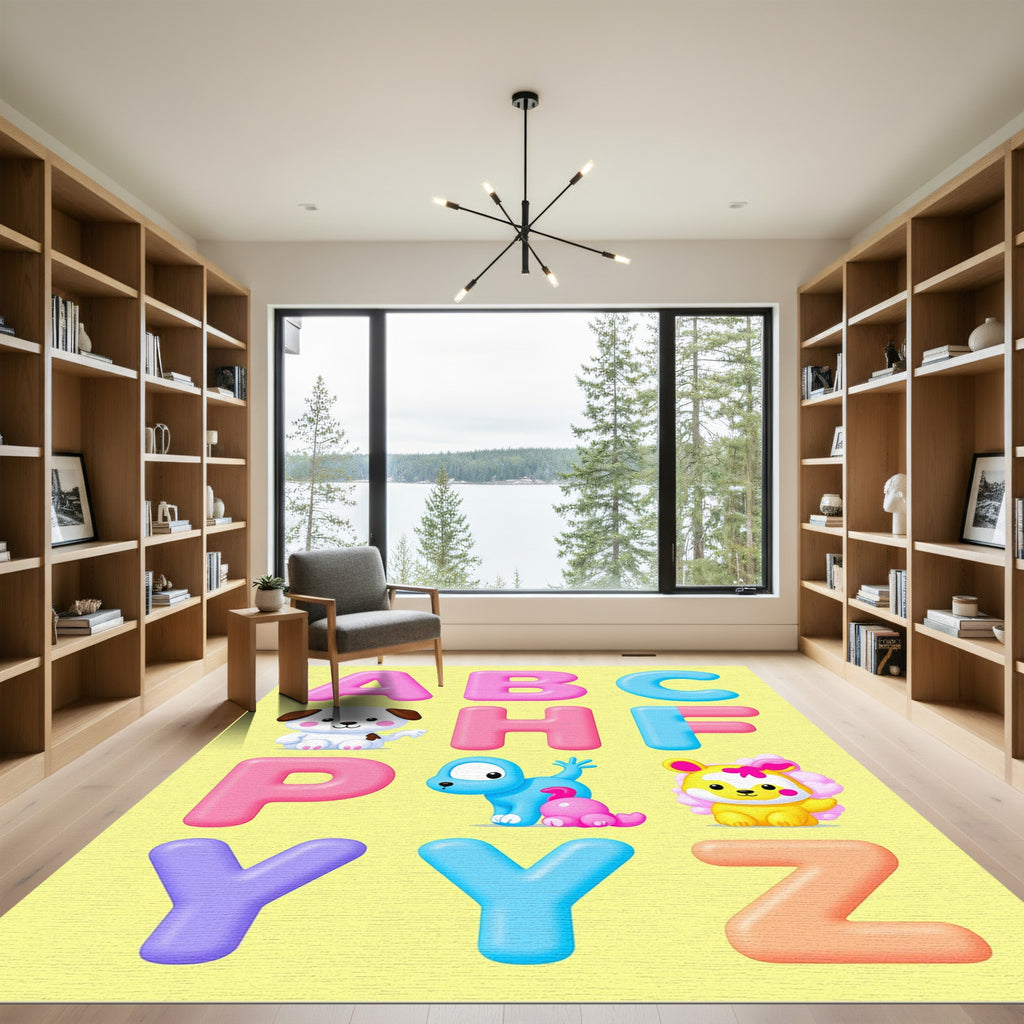 Cute Puppy Alphabet Collection Pastel Animals Rug