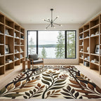 Earthy Brown Botanical Arch Foliage Rug