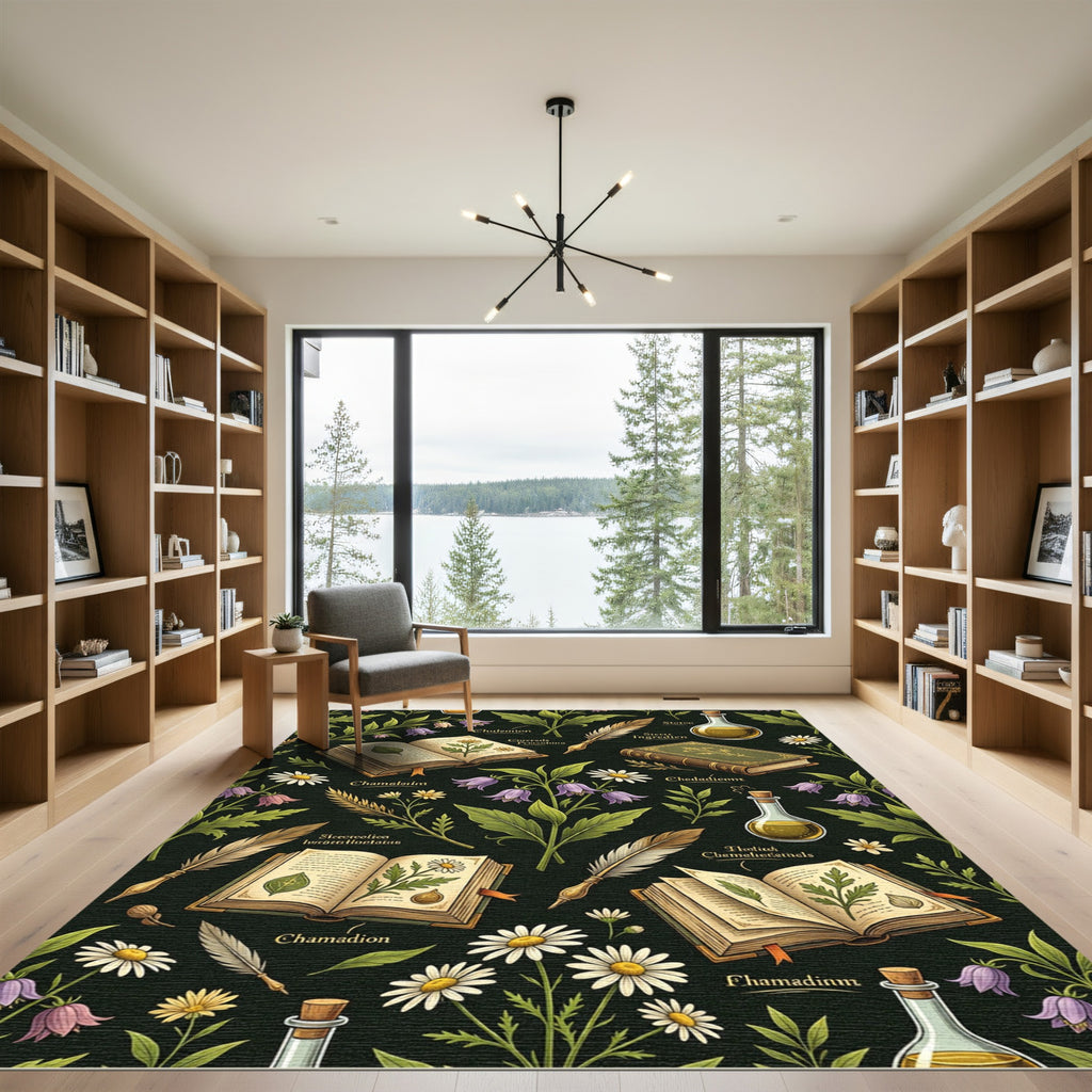 Vintage Botanical Alchemy Herbarium Illustration Rug