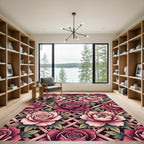 Pink Rose Trellis Floral Arrangement Rug