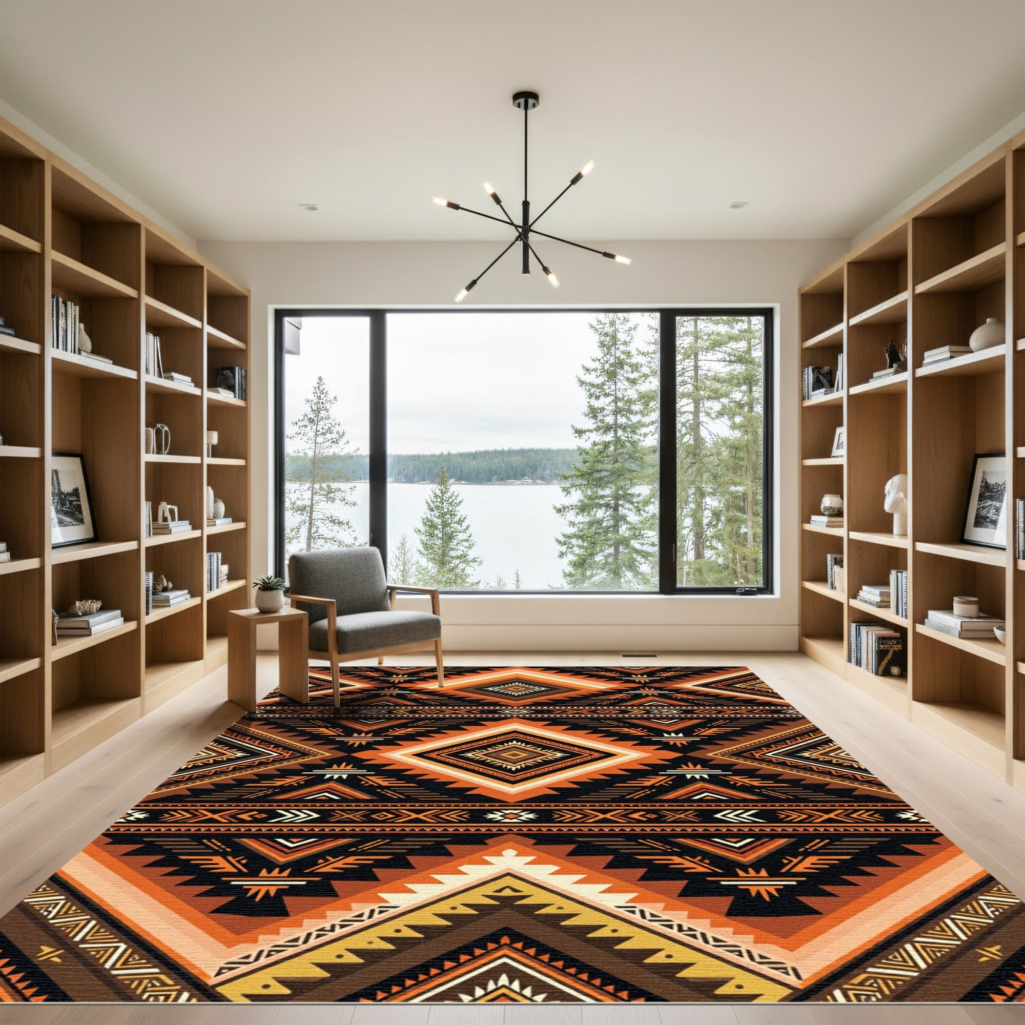 Bold Earthy Geometric Diamond Rug