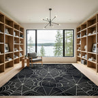 Black White Spiderweb Intricate Web Rug