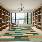 Modern Sage And Ochre Layered Blocks Rug