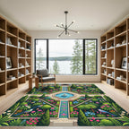 Lush Tropical Whimsical Garden Butterfly Rug