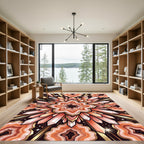 Radiant Coral Crystal Geode Burst Rug