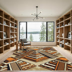 Isometric Terracotta Aztec Step Pyramid Rug