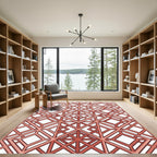 Copper Toned Geometric Lattice grid Rug