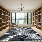 Modern Brushed Metal Cubic Field Rug