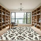 Rustic Brown Floral Branch Repeat Rug