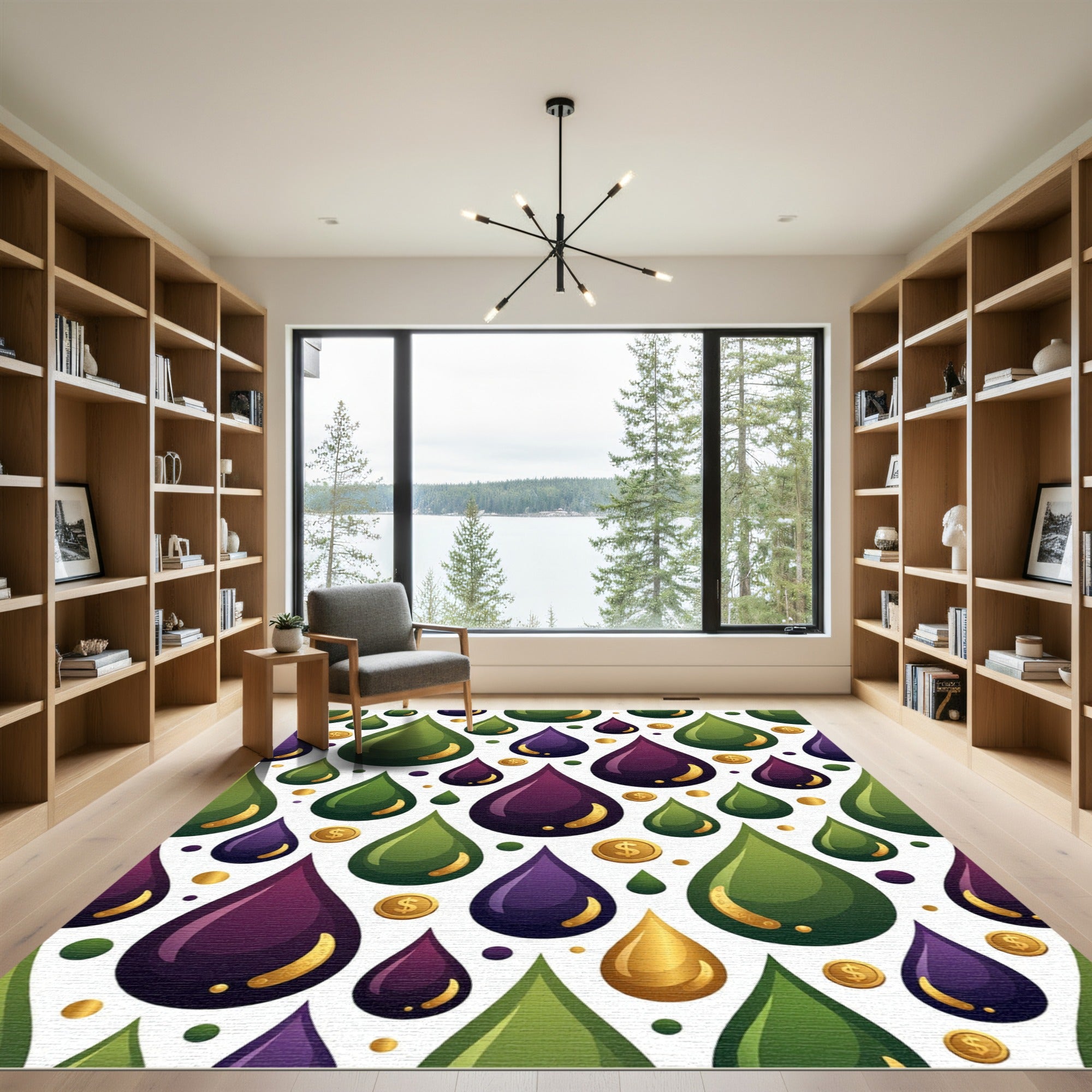 Abstract Olive Plum Liquid Wealth Rug