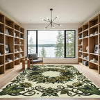 Elegant Sage Botanical Floral Wreath Rug