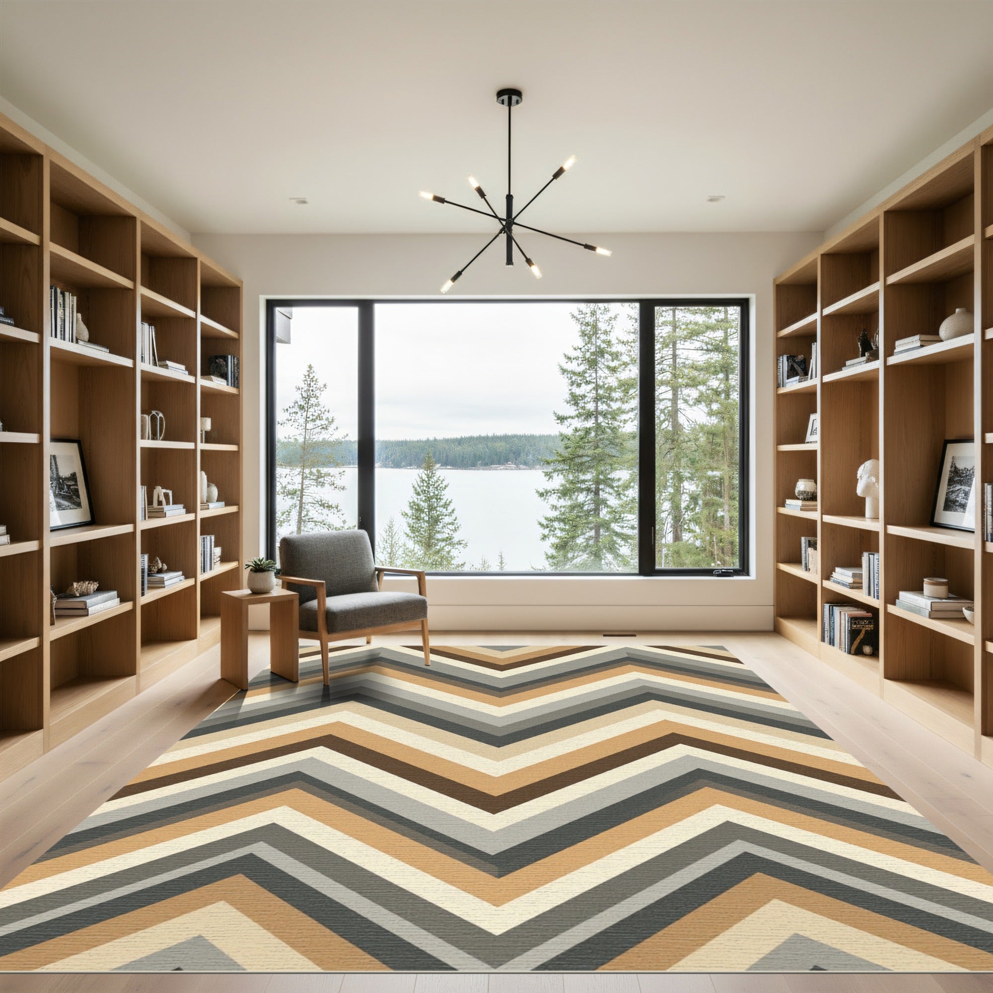 Earthy Tonal Zigzag Chevron Rug