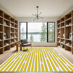 Minimalist Yellow Pencils Geometric Linear Rug