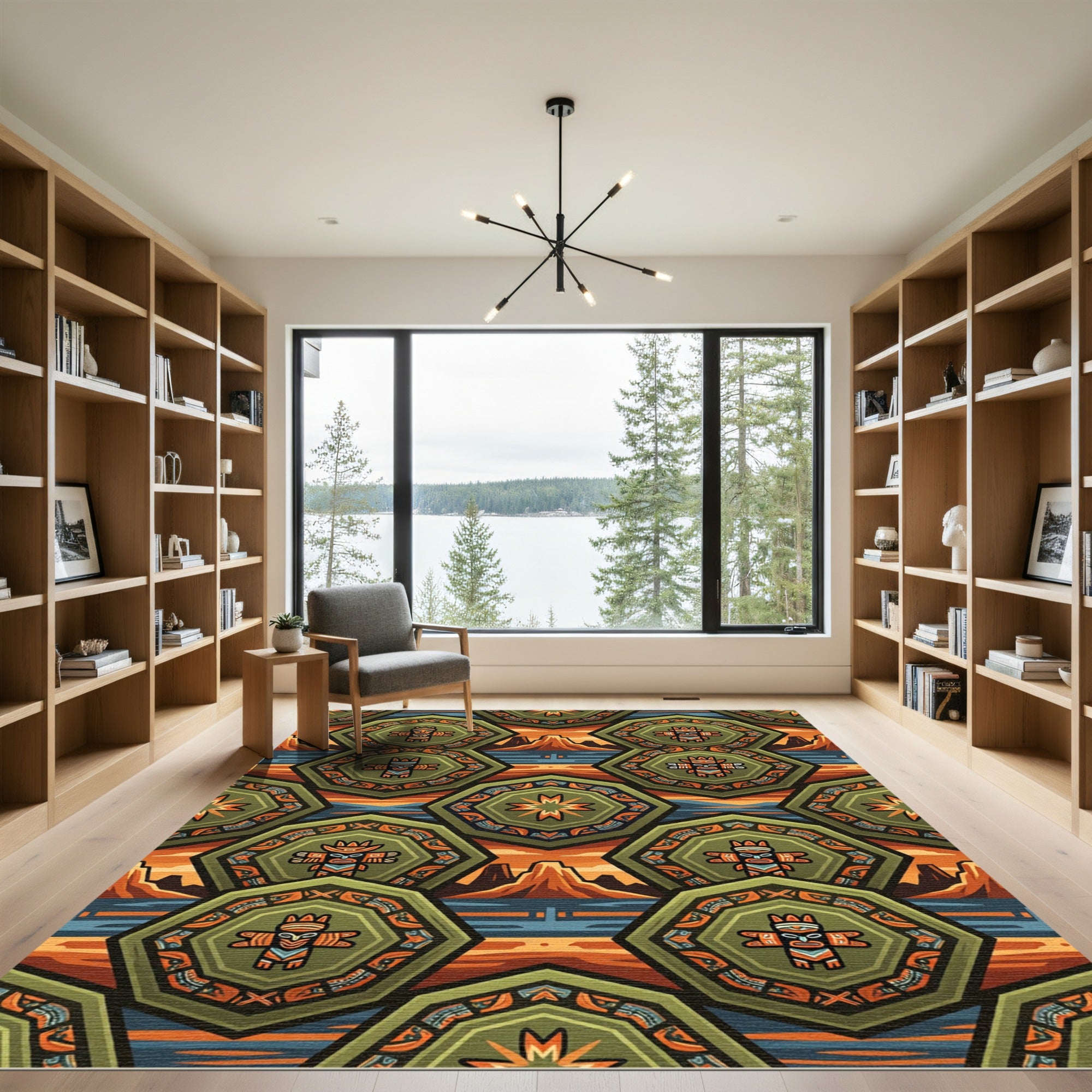 Tonal Aztec Inspired Octagon Landscape Rug