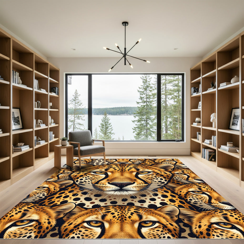 Majestic Multi Cheetah Face Close-up Rug