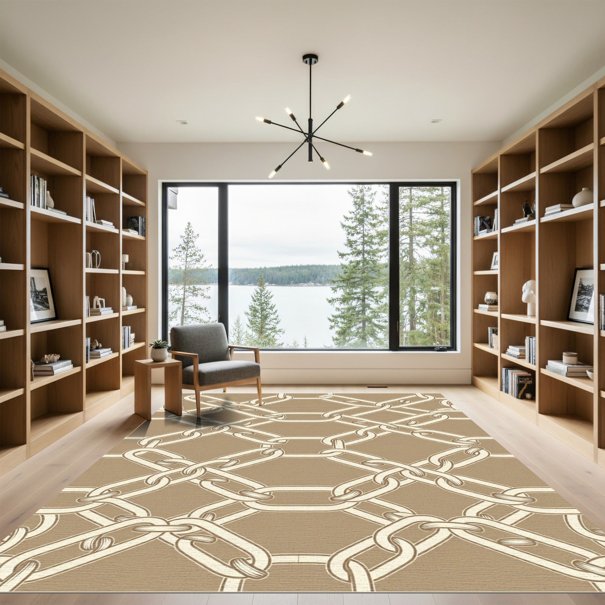 Classic Gold Interlocking Chain Link Rug