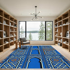 Intricate Royal Blue Arched Tile Rug