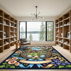Whimsical Floral Butterfly Easter Meadow Art Rug