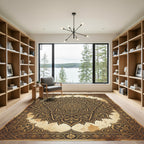 Intricate Golden Mandala Aged Parchment Rug