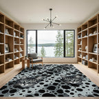 Gray Abstract Cat Head Splatter Rug