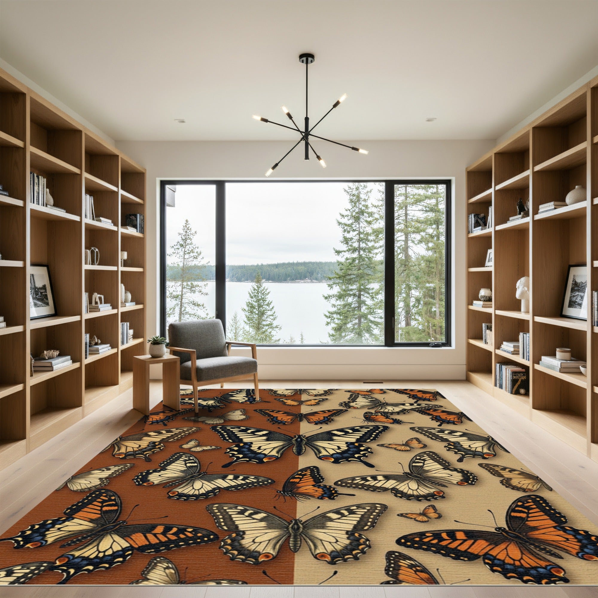 Earthy Butterfly Duo Tone Area Rug