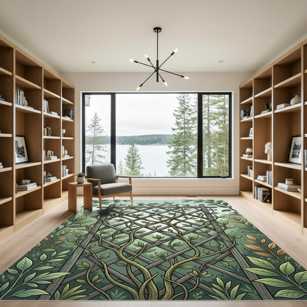 Lush Botanical Trellis Garden Verdant Rug
