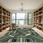 Sage Emerald Plaid Intersecting Lines Rug