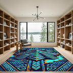 Neon Aztec Pyramid Geometric Vivid Tapestry Rug