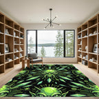 Neon Alien Crystal Geometric Glow Rug