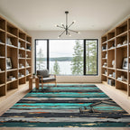Coastal Blue Weathered Wood Scene Rug