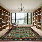 Sage Green Hourglass Cactus Desert Art Rug