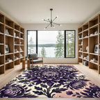 Dark Violet Chrysanthemum Botanical Floral Rug