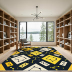 Yellow Black Celestial Diamond Constellation Rug