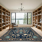 Midnight Floral Medallion with Serene Clouds Rug