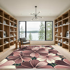Elegant Dusty Rose Floral Petal Rug