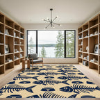 Navy Fish Skeleton Heart Bowl Tile Rug
