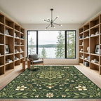 Elegant Sage Floral Mandalas Botanical Art Rug