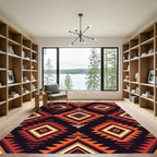 Geometric Sunset Diamond Earth Tone Tapestry Rug