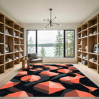 Modern Geometric Coral Peach Hexagon Rug
