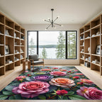 Pink Rose Garden Blossoms Cluster Rug