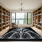 Artistic Water Splash Fountain Monochrome Rug