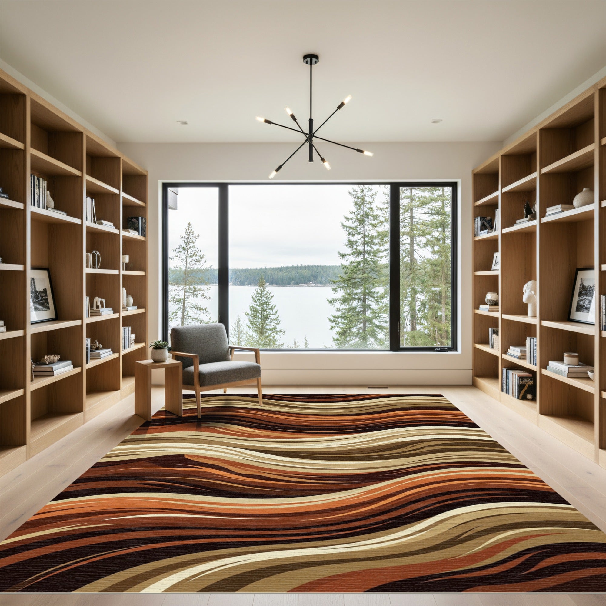 Earthy Brown Wavy Organic Flow Rug