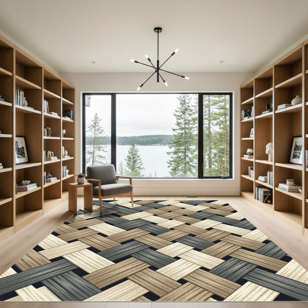 Woven Natural Wood Texture Rug