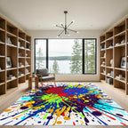 Vibrant Rainbow Colorful Paint Splatter Rug