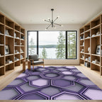 Modern Lavender Interlocking Geometric Hexagon Rug
