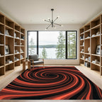 Crimson Vortex Swirl Abstract Rug