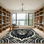 Tribal Majestic Lion Gray Geometric Rug