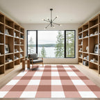Blush Pink Classic Gingham Check Rug