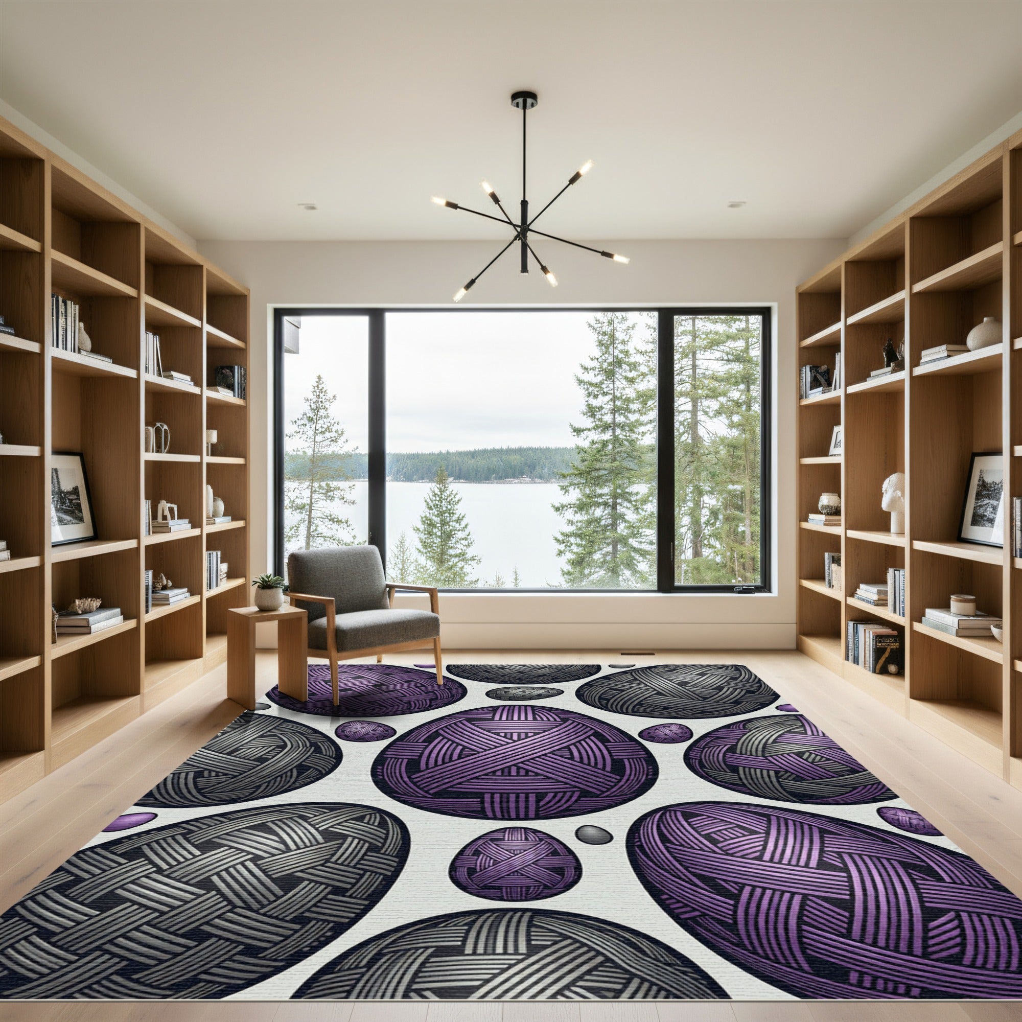 Woven Purple and Silver Spherical Geometric Rug