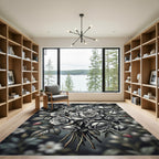 Monochrome Rose Floral Bouquet Art Rug